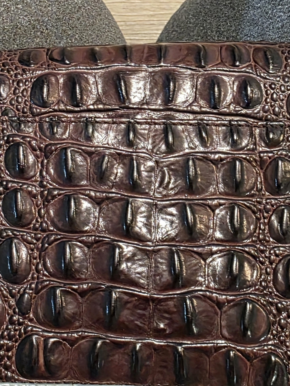 Brahmin Croc-Embossed Brown Leather Crossbody Bag - Picture 9 of 14